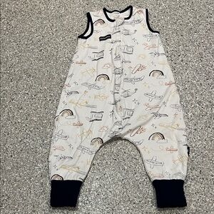 XL  zip down Miami Sleeveless Romper with Airplane and Rainbow Design
